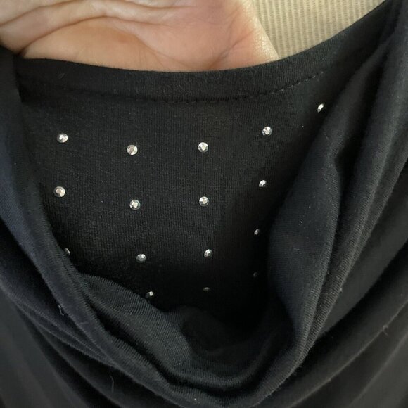 JM Collection Sequin Top Tunic Womens 2X Black Cowl Drapey Layered Stretch NWT - Picture 3 of 10
